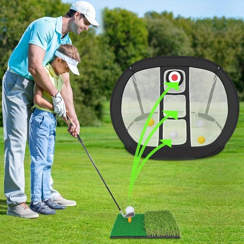 Portable Golf Chipping Net Set with Mini Hitting Mat
